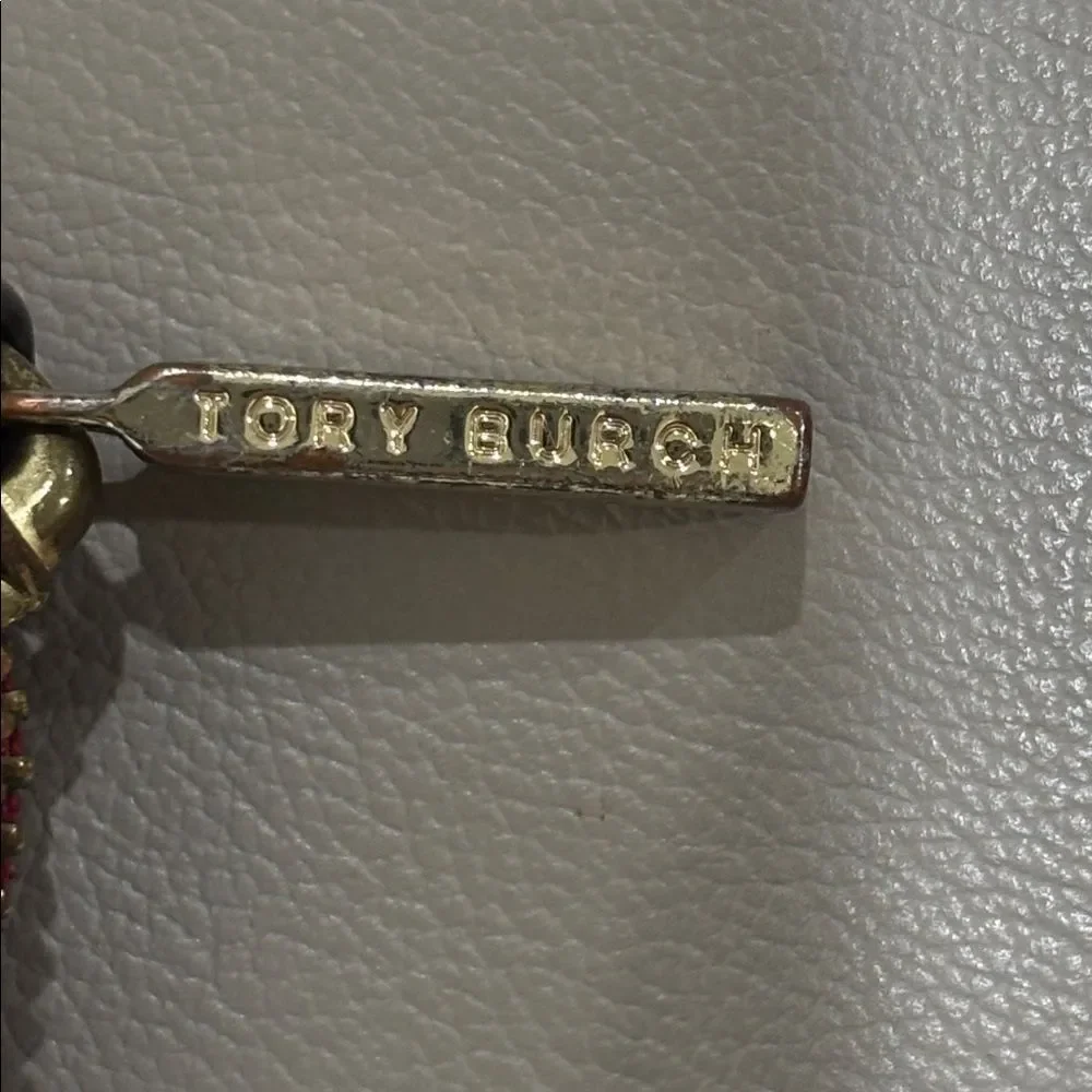 Tory Burch Cherry Red Saffiano Wallet with Gold Logo